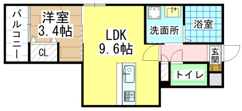 北九州市戸畑区中原東のマンションの間取り