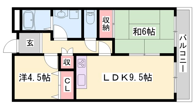 宍粟市山崎町門前のマンションの間取り