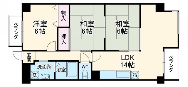 京都市中京区西ノ京馬代町のマンションの間取り