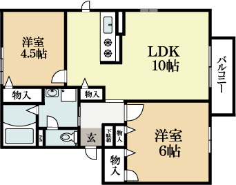 宇治市広野町のアパートの間取り