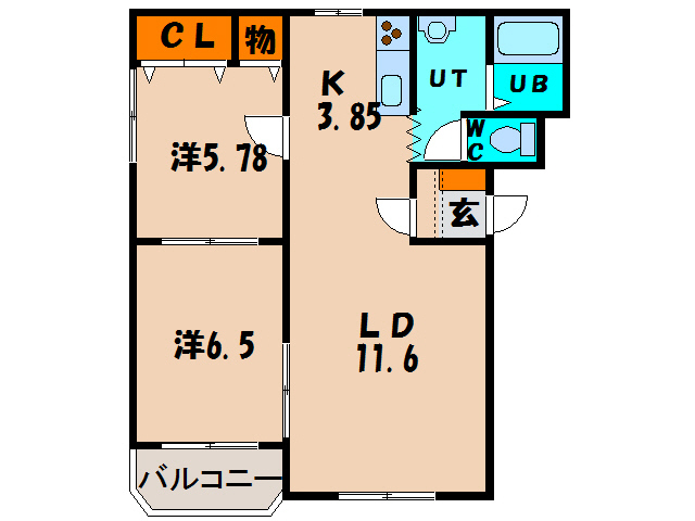 北斗市中野通のマンションの間取り