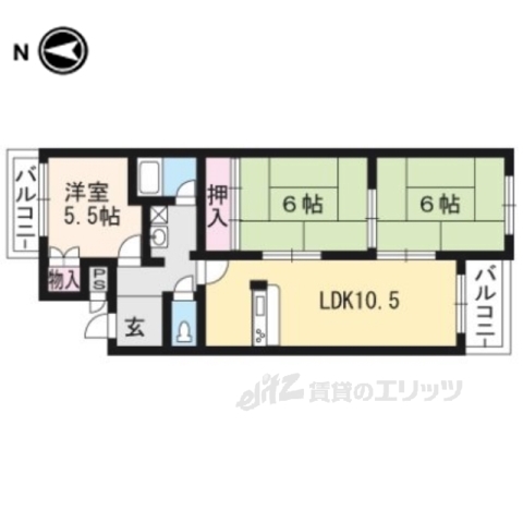 京都市西京区嵐山薬師下町のマンションの間取り