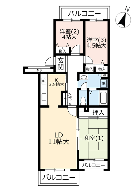 ＵＲ港北ニュータウンコンフォール東山田の間取り