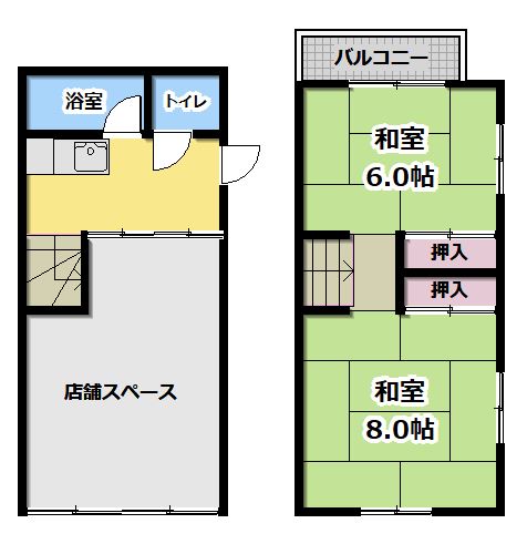 守口市店舗付き住宅の間取り