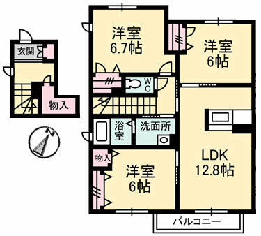 福山市駅家町大字近田のアパートの間取り