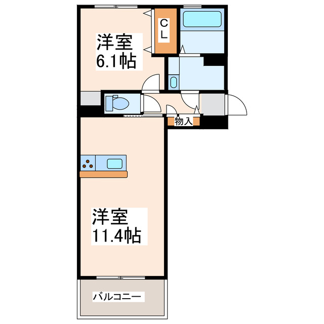 宇土市北段原町のアパートの間取り