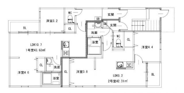 福岡市西区福重のアパートの間取り