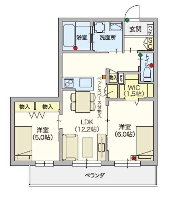 （シニア限定ペット共生）ヘーベルVillage羽田IIの間取り