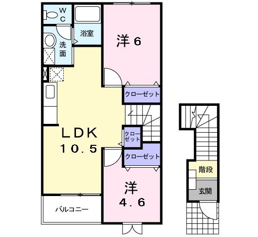 行橋市大字下津熊のアパートの間取り