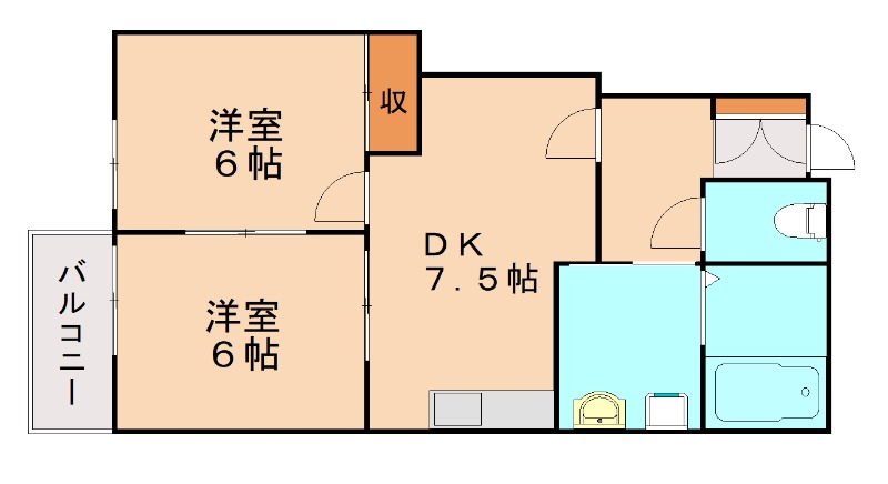 遠賀郡水巻町二東のアパートの間取り