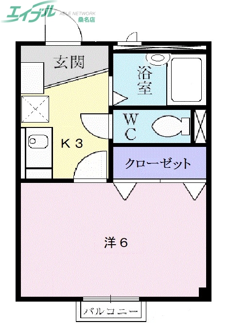 桑名市大字江場のアパートの間取り