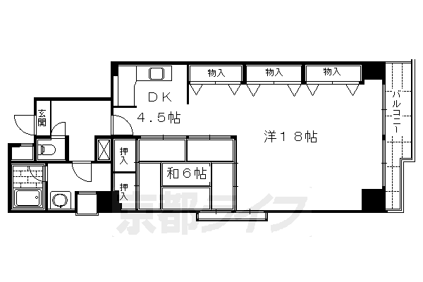 京都市下京区塩竈町のマンションの間取り