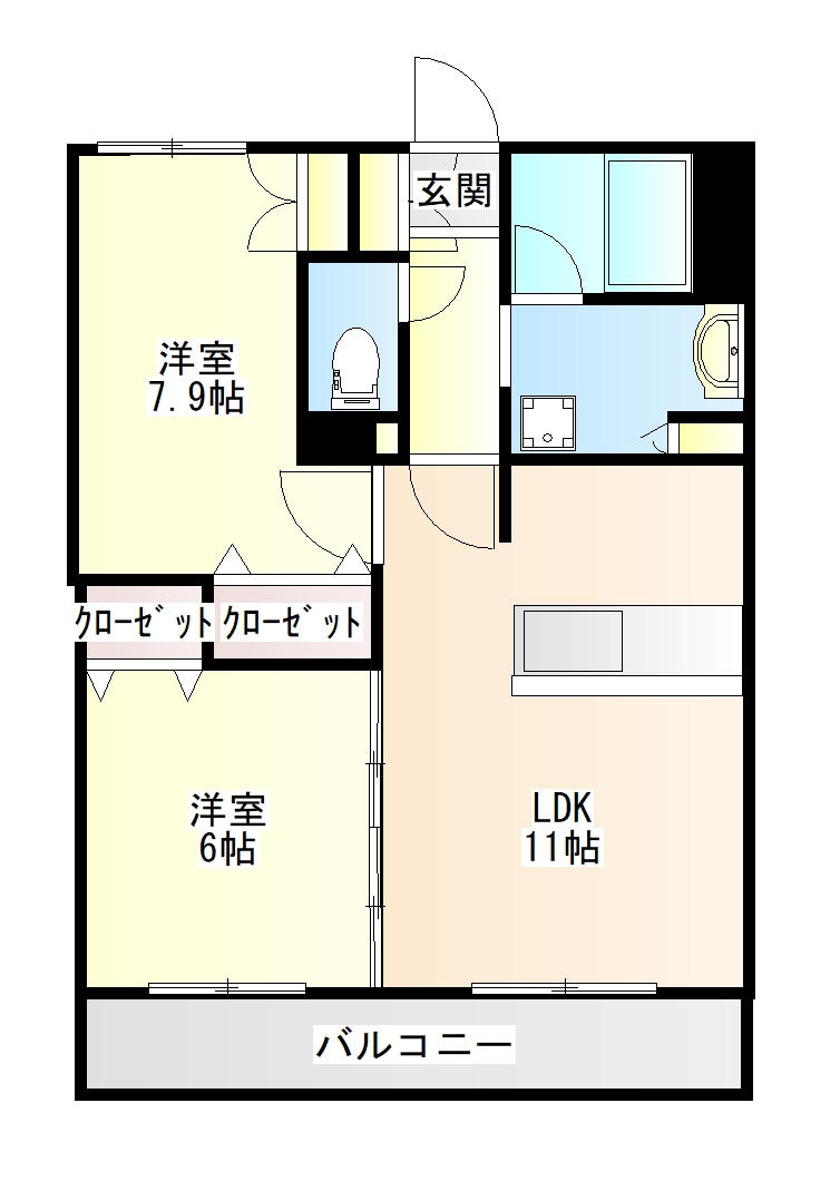 仙台市宮城野区原町のマンションの間取り