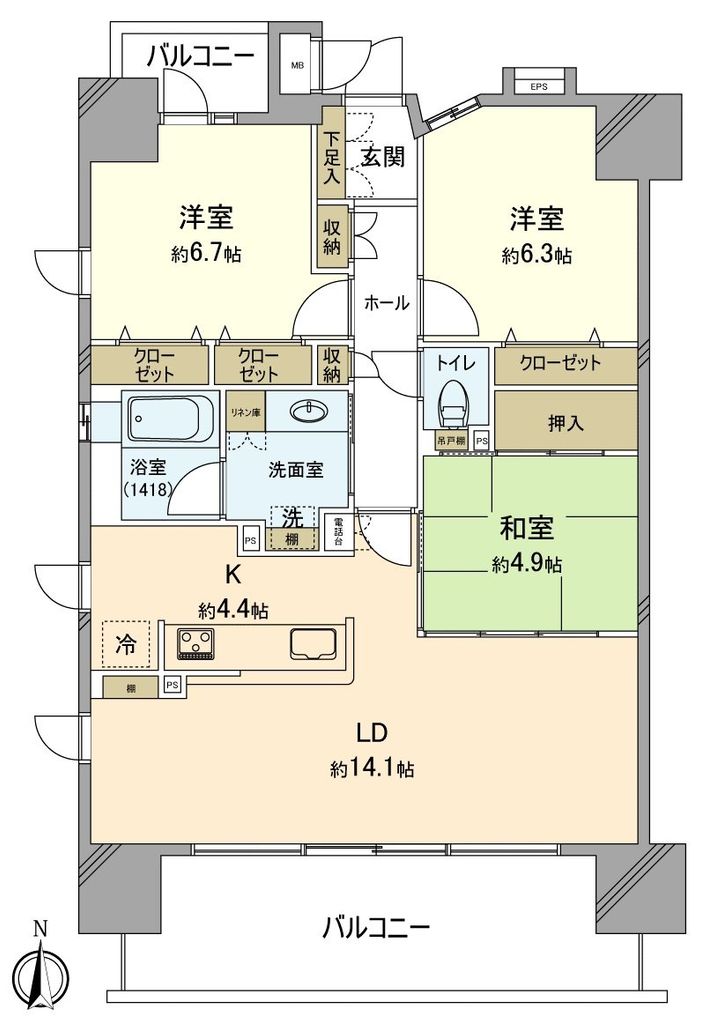 ポレスター野田屋町の間取り