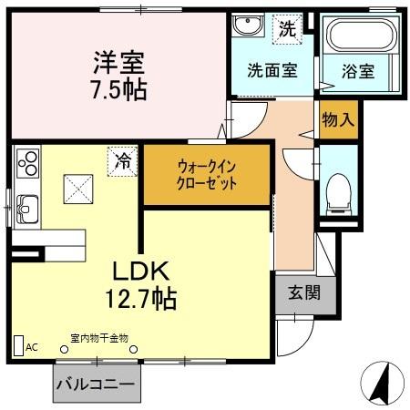 岡山市南区平福のアパートの間取り