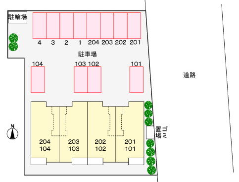 【高知市南金田のアパートの駐車場】