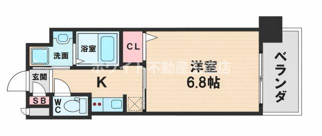 ＪＲ大阪環状線 寺田町駅 徒歩7分 9階建 築13年の間取り写真