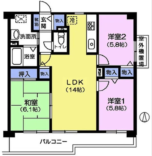 都営大江戸線 練馬春日町駅 徒歩3分 3階建 築28年の間取り写真