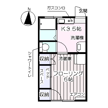 郡山市田村町徳定のアパートの間取り