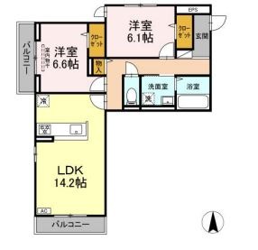 倉敷市沖のアパートの間取り