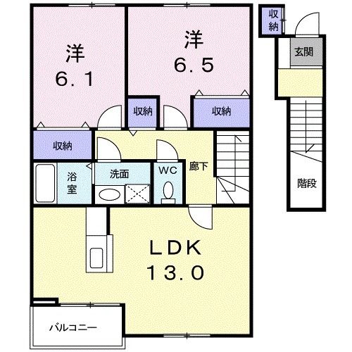 京丹後市大宮町口大野のアパートの間取り