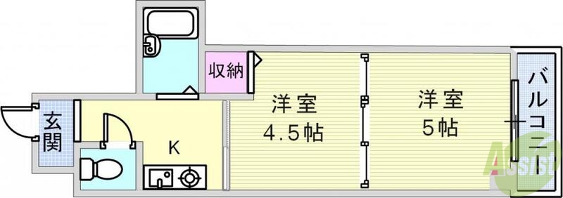 神戸市中央区下山手通のマンションの間取り