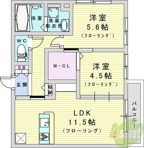 吹田市豊津町のアパートの間取り