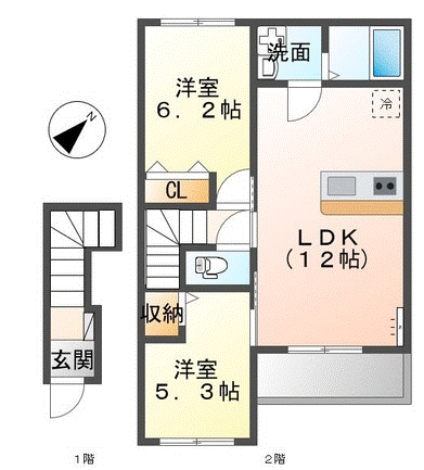 善通寺市稲木町のアパートの間取り