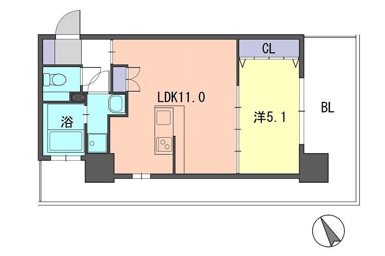 福岡市中央区渡辺通のマンションの間取り