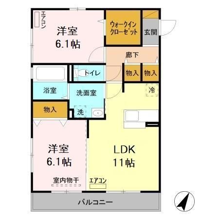 日立市東滑川町のアパートの間取り