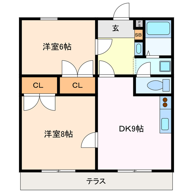 鈴鹿市野町東のアパートの間取り