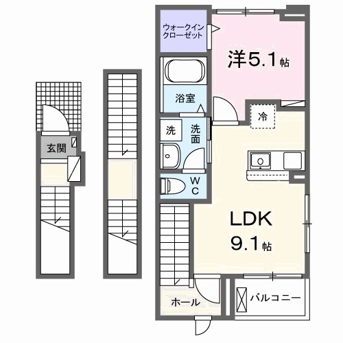 ピンズ下関Iの間取り