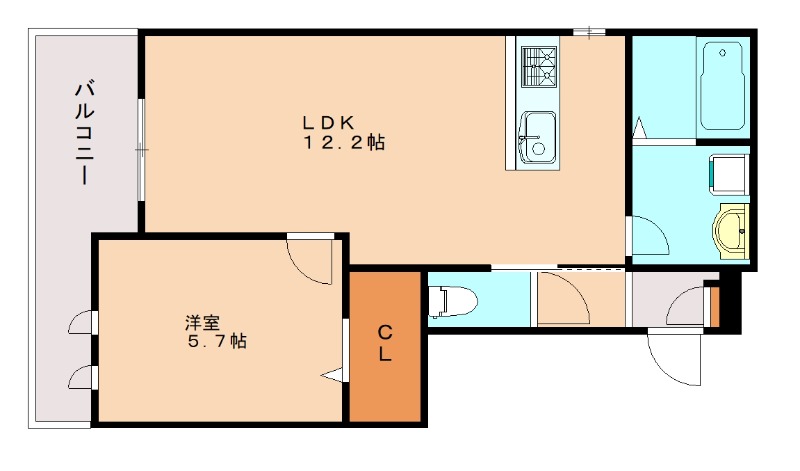 北九州市門司区東門司のアパートの間取り