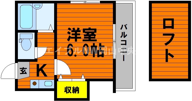 岡山市北区天瀬南町のアパートの間取り