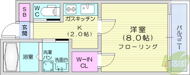 仙台市青葉区上杉のマンションの間取り