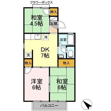 鈴鹿市神戸のアパートの間取り