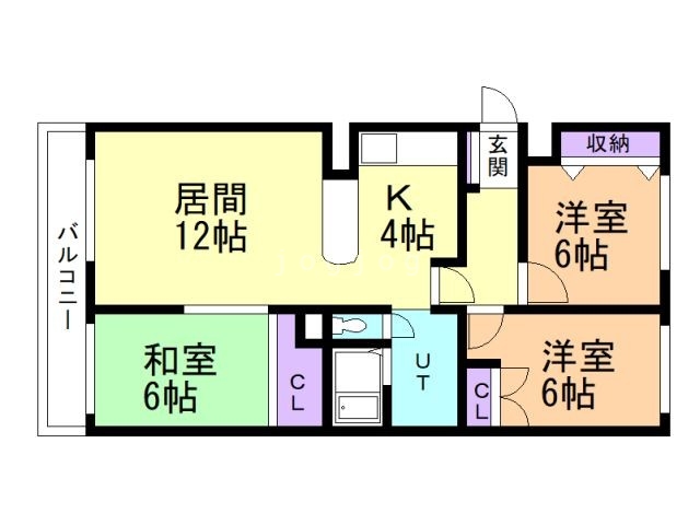 札幌市西区発寒十四条のマンションの間取り