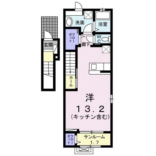 富山市北代のアパートの間取り