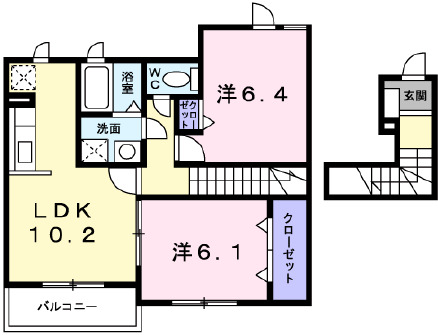 サンヒルズ城南Dの間取り