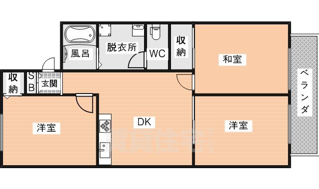 相楽郡精華町光台のアパートの間取り