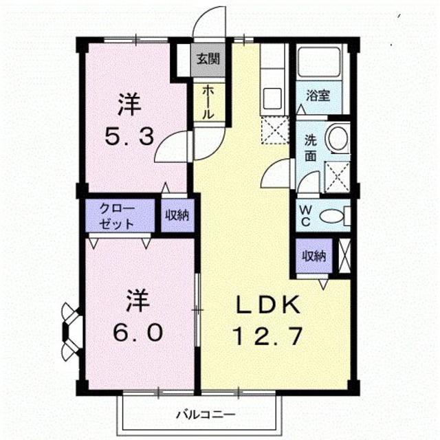 熊本市北区飛田のアパートの間取り