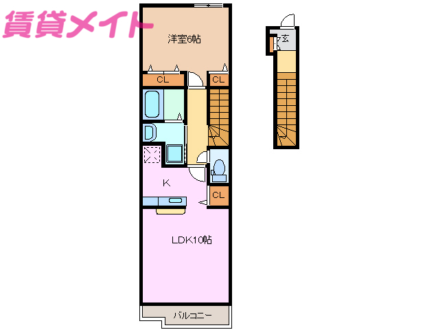 津市末広町のアパートの間取り