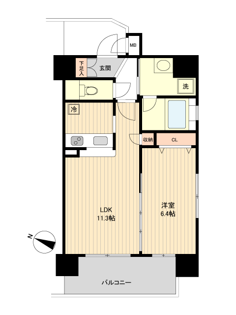 仙台市青葉区木町通のマンションの間取り