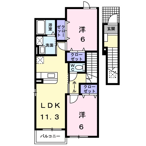 ＪＲ山陽本線 松永駅 徒歩25分 2階建 築21年の間取り写真
