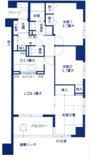 相鉄本線 二俣川駅 徒歩7分 6階建 築29年の間取り写真
