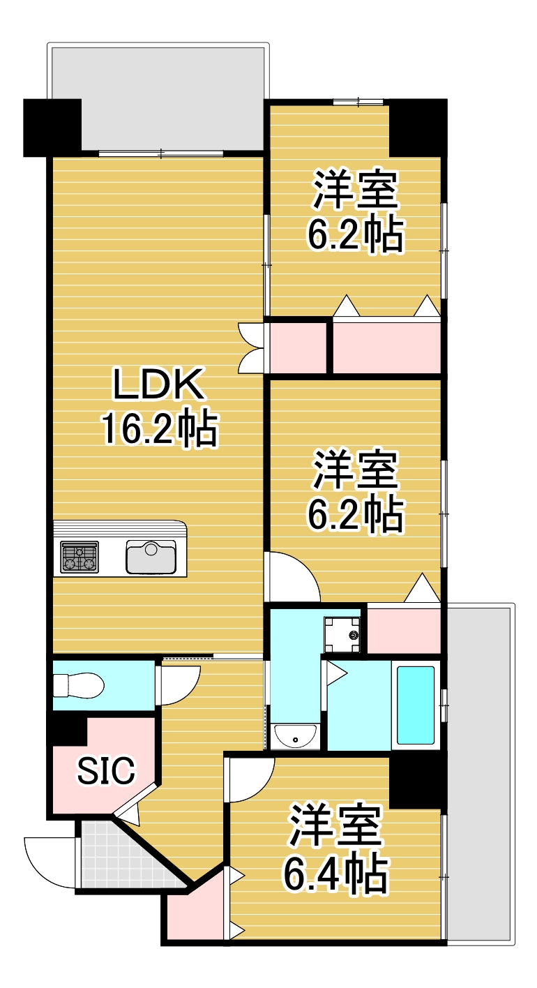 ＪＲ日豊本線 城野駅 徒歩12分 10階建 築12年の間取り写真