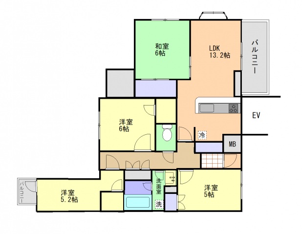 川崎市麻生区百合丘のマンションの間取り