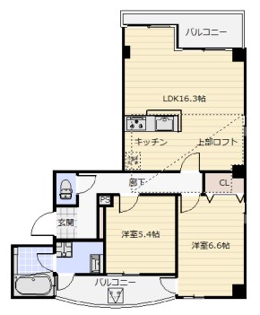 神戸市灘区神ノ木通のマンションの間取り