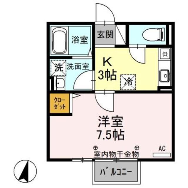 フラットイン程島の間取り