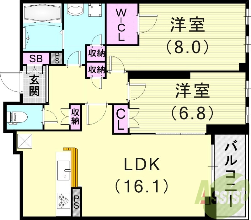 芦屋市東山町のマンションの間取り